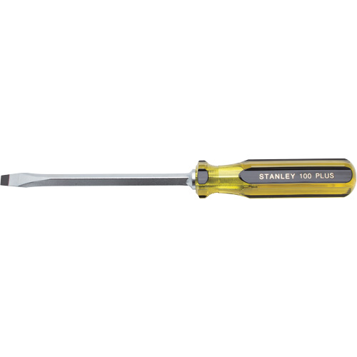 100 PLUS&reg; Standard Slotted Tip Screwdriver, 5/16" Tip, Square, 11-1/8" L, Plastic Handle Cam Industrial