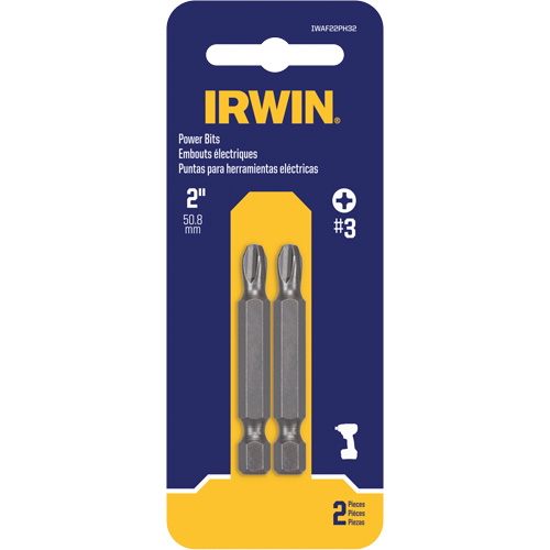 Power Bits, Phillips, #3 Tip, 1/4" Drive Size, 2" Length Cam Industrial