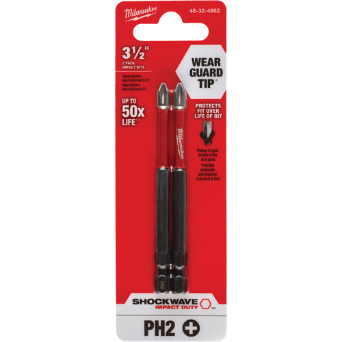 Shockwave Impact Duty Screwdriver Bit, Phillips, #2 Tip, 1/4" Drive Size, 3-1/2" Length Cam Industrial