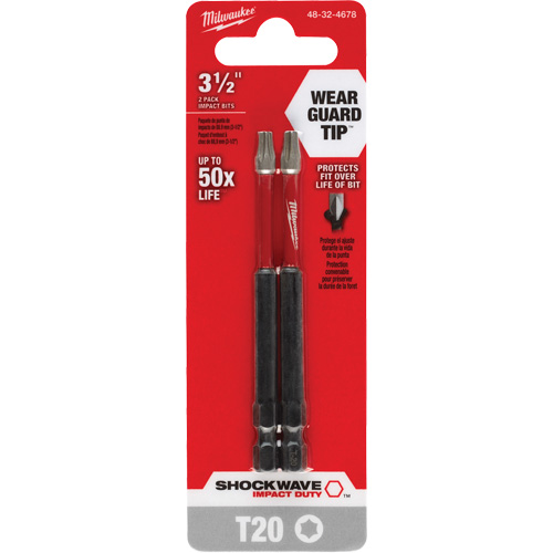 Embout de tournevis Shockwave Impact Duty, Torx, Embout T-20, Prise 1/4", Longueur 3-1/2" Cam Industrial