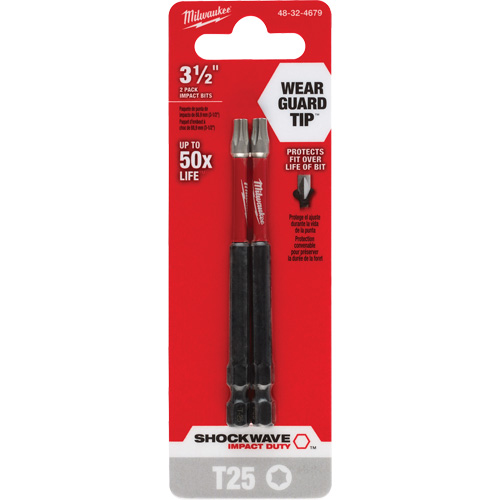 Embout de tournevis Shockwave Impact Duty, Torx, Embout T-25, Prise 1/4", Longueur 3-1/2" Cam Industrial