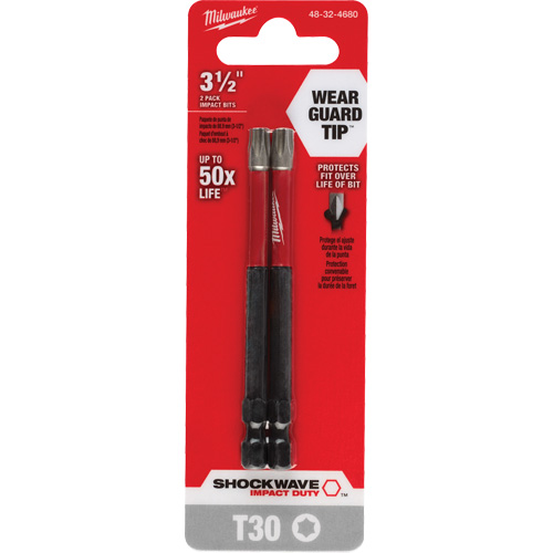 Shockwave Impact Duty Screwdriver Bit, Torx, T-30 Tip, 1/4" Drive Size, 3-1/2" Length Cam Industrial