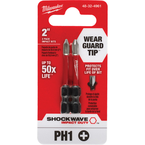 Shockwave Impact Duty Screwdriver Bit, Phillips, #1, 1/4" Drive Cam Industrial