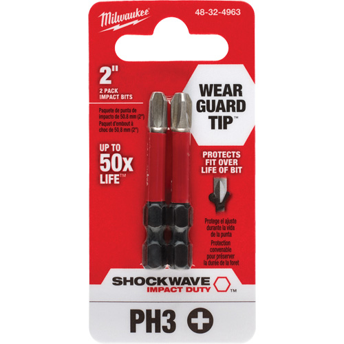 Shockwave Impact Duty Screwdriver Bit, Phillips, #3, 1/4" Drive Cam Industrial