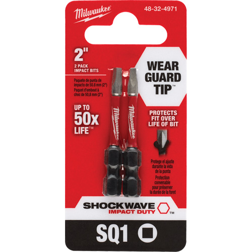 Shockwave Impact Duty Screwdriver Bit, Square, #1, 1/4" Drive Cam Industrial