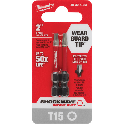 Embout de tournevis Shockwave Impact Duty, Torx, T-15, Prise 1/4" Cam Industrial