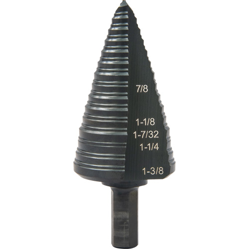 #12 Multi-Hole Step Drill Bit, 7/8" - 1-3/8" , 1/16" Increments, High Speed Steel Cam Industrial