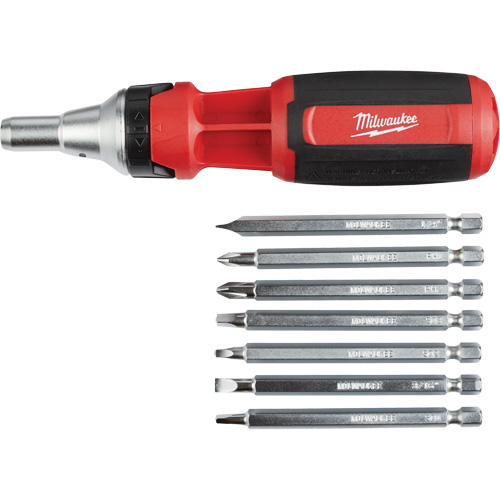 Tournevis &agrave; rochet 9 en 1 avec embouts multiples &agrave; carr&eacute; conducteur, 9-1/10" lo, Prise Coussin&eacute;e Cam Industrial