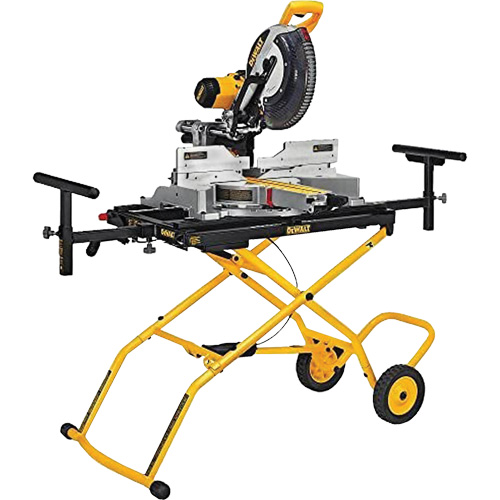 Double Bevel Sliding Compound Mitre Saw with Heavy-Duty Rolling Stand Cam Industrial