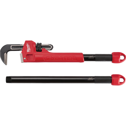 Cl&eacute; &agrave; tuyau adaptable Cheater, Cap des m&acirc;choires 2-1/2", Longueur 18"/24"/10", Fini Rev&ecirc;tement en poudre, Prise Ergonomique Cam Industrial
