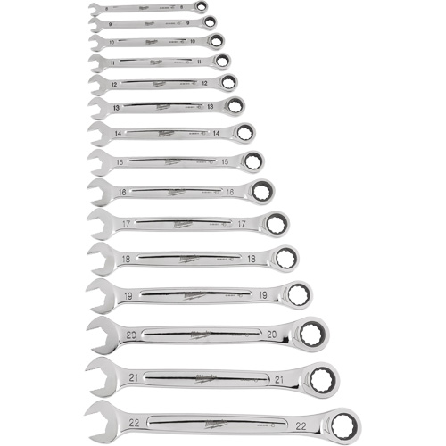 Jeu de cl&eacute;s &agrave; cliquet, Combinaison, 15 morceaux, M&eacute;trique Cam Industrial