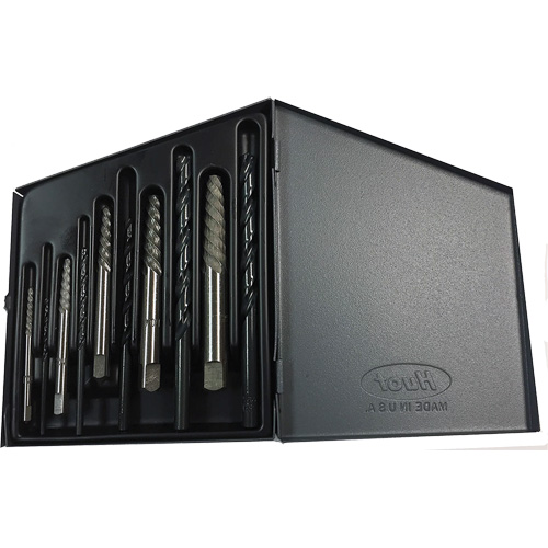 Drillco&reg; Screw Extractor Set with Drills, Carbide, 10 Pieces Cam Industrial