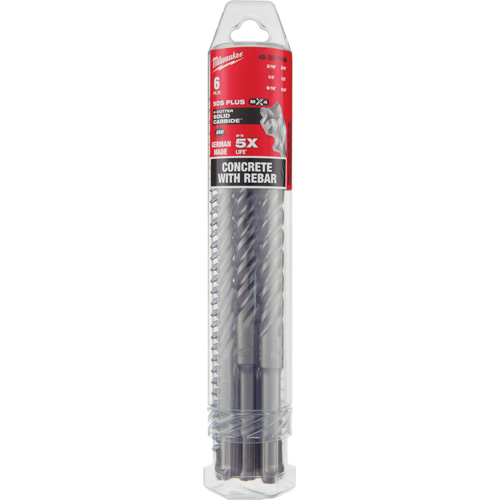 MX4 4-Cutter Rotary Hammer Drill Bit Kit, 6 Pieces, Carbide Cam Industrial