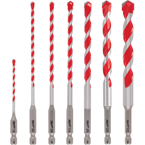 Grand jeu de forets pour perceuse &agrave; percussion Shockwave, 7 morceaux, Carbure Cam Industrial