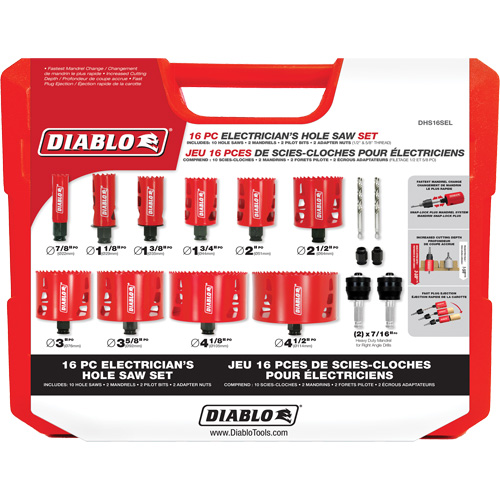 Electrician's Bi-Metal Hole Saw Set, 16 Pieces Cam Industrial