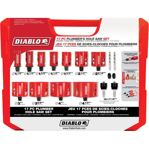 Plumber's Bi-Metal Hole Saw Set, 17 Pieces Cam Industrial