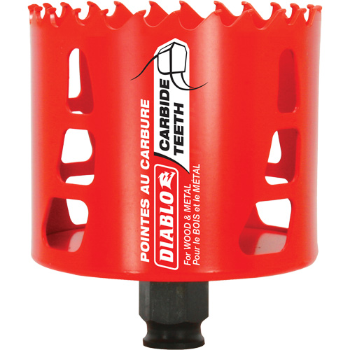 Wood & Metal Hole Saw, 3-1/8", 2-3/8" Depth of Cut, Carbide Cam Industrial