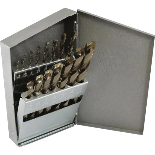 Triumph&reg; MRO Plus&reg; Jobber Length Drill Bit Set, 15 Pieces, High Speed Steel Cam Industrial