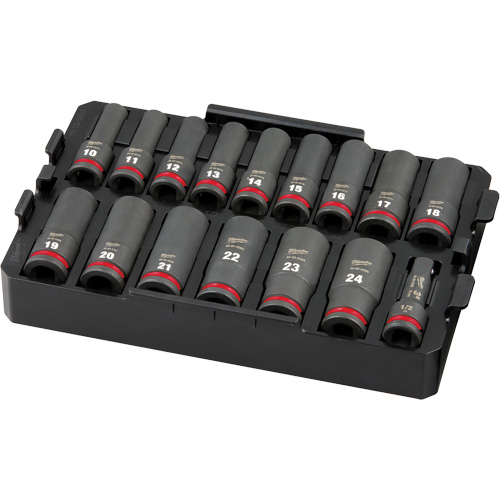 Shockwave Impact Duty Packout Socket Set, 16 Pcs, Impact, 1/2" Drive Size, Deep Cam Industrial