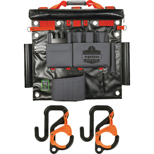 Arsenal 5711 Bucket Truck Tool Board with 2" Locking Aerial Bucket Hooks Kit, Nylon, 8 Pockets, Grey Cam Industrial