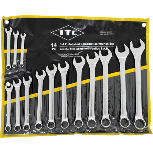 ICW-14PS Polished Wrench Set, Combination, 14 Pieces, Imperial Cam Industrial