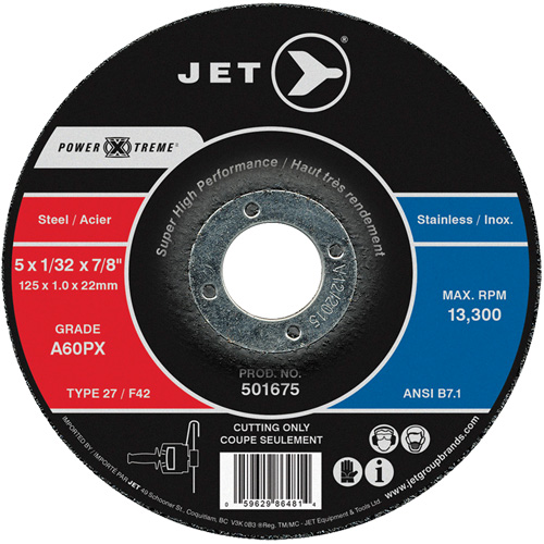 Meule &agrave; tronçonner Power-Xtreme A60PX, 4-1/2" x 3/64", Arbre de 7/8", Type 27, 13 300 Tr/min Cam Industrial
