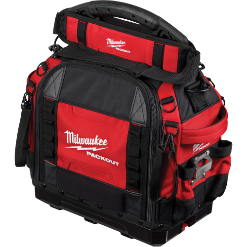 PackOut 15" Structured Tool Bag, Ballistic Polyester, 65 Pockets, Red Cam Industrial