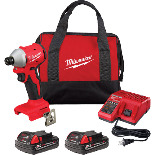 Ensemble tournevis &agrave; chocs hexagonaux compacts &agrave; 3 vitesses sans balai M18, Lithium-ion, 18 V, Mandrin 1/4", Couple 1700 lb-po Cam Industrial