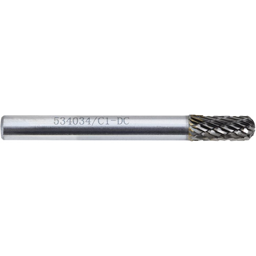 C1-DC JET-KUT GP Round Nose Shape Carbide Bur, 1/4" Dia. Cam Industrial