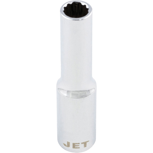 Douille chrom&eacute;e, 8 mm, Prise 1/4", 12 pans, Profond Cam Industrial