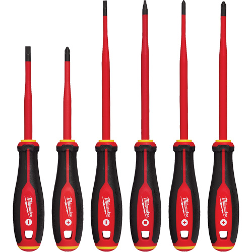 Insulated Slim Tip Screwdriver Set, 6 Pcs., Magnetic Cam Industrial