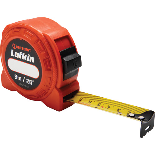 L600 Series Power Tape Measure, 1" x 26'/8 m, Imperial & Metric Graduations Cam Industrial