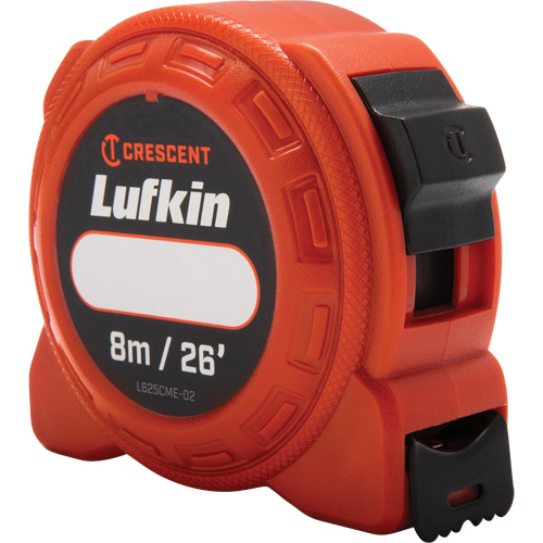 L600 Series Power Tape Measure, 1" x 26'/8 m, Imperial & Metric Graduations Cam Industrial
