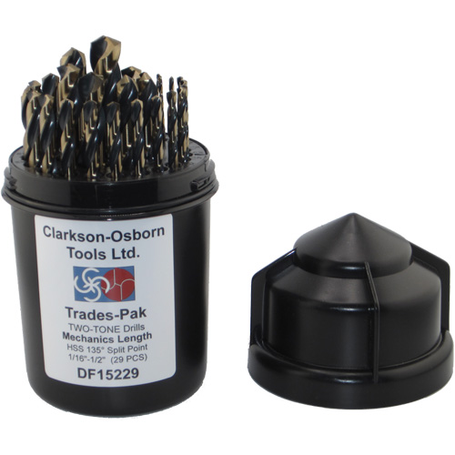 Two-Tone 29-Piece Mechanic's Drill Set, High Speed Steel Cam Industrial