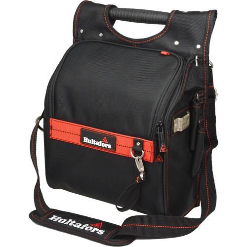 Pochette porte-outils pour &eacute;lectricien professionnel &agrave; fermeture &agrave; glissi&egrave;re, Polyester balistique, 19 pochettes, Noir/Rouge Cam Industrial