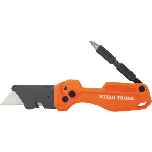 Folding Utility Knife With Driver, 1" Blade, Steel Blade, Plastic Handle Cam Industrial