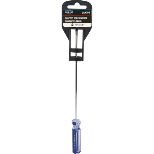 Tournevis &agrave; fente bleu transparent avec bandes, Tige de 1/8", Ronde, Prise en Plastique Cam Industrial