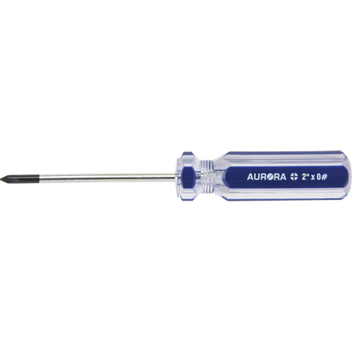 Tournevis Philips bleu transparent avec bandes, #0, Prise Plastique Cam Industrial