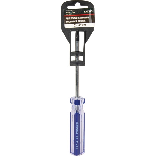 Tournevis Philips bleu transparent avec bandes, #2, Prise Plastique Cam Industrial
