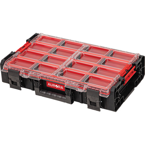 Arx X-Large Organizer with Long Bins, 23" x 15-1/5" x 5", Black Cam Industrial