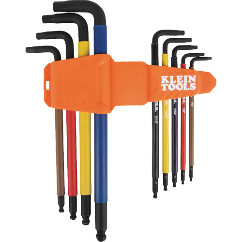 Jeu de cl&eacute; hex de style L extra longues et chromocod&eacute;es avec support, 9 mcx, Imp&eacute;rial Cam Industrial