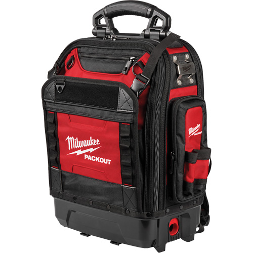 PackOut Structured Backpack, 9-1/2" L x 18" W, Black/Red, Polyester Cam Industrial