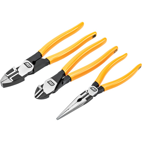 PITBULL Dipped Handle Electrician's Plier Set, 3 Pieces Cam Industrial