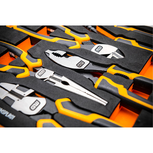 PITBULL Cushion Grip Pliers Set in Foam Storage Tray, 5 Pieces Cam Industrial