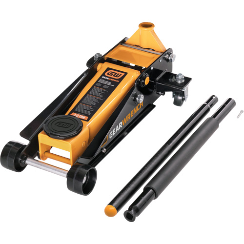 Heavy-Duty Floor Jack, 3 Ton(s) Capacity, 5-1/4" Lowered, 18-1/4" Raised, Manual Hydraulic Cam Industrial