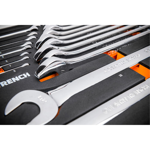 12-Point Long Pattern Combination Metric Wrench Set in Foam Storage Tray, Open-Ended, 24 Pieces, Metric Cam Industrial