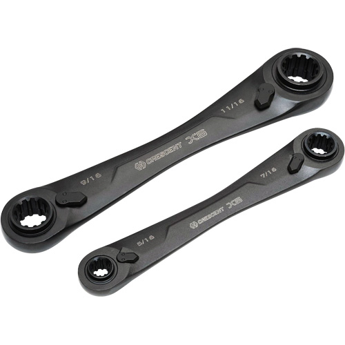 X6 4-in-1 Black Oxide Spline Ratcheting SAE Wrench Set, 2 Pieces, Imperial Cam Industrial
