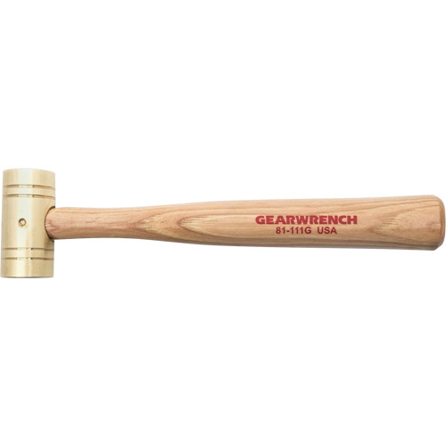 Brass Hammer with Hickory Handle, 1 lbs Head Weight, 11" L Cam Industrial