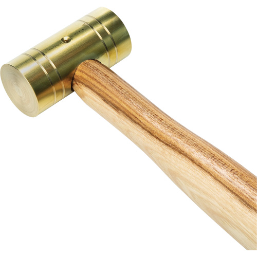 Brass Hammer with Hickory Handle, 1 lbs Head Weight, 11" L Cam Industrial