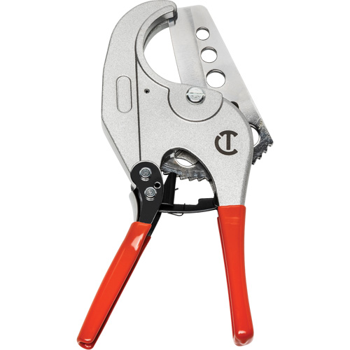 Ratcheting PVC Pipe Cutter with Dipped Grips, 1/4"- 2-3/8" Capacity Cam Industrial